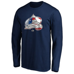 NHL Navy Colorado Avalanche Banner Wave Logo Long Sleeve T-Shirt