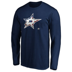 NHL Navy Dallas Stars Banner Wave Logo Long Sleeve T-Shirt