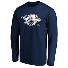 NHL Navy Nashville Predators Banner Wave Logo Long Sleeve T-Shirt