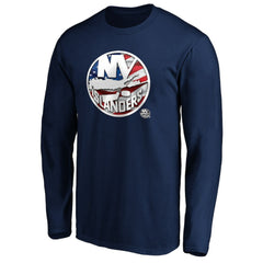 NHL Navy New York Islanders Banner Wave Logo Long Sleeve T-Shirt