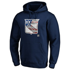 NHL Navy New York Rangers Banner Wave Logo Pullover Hoodie