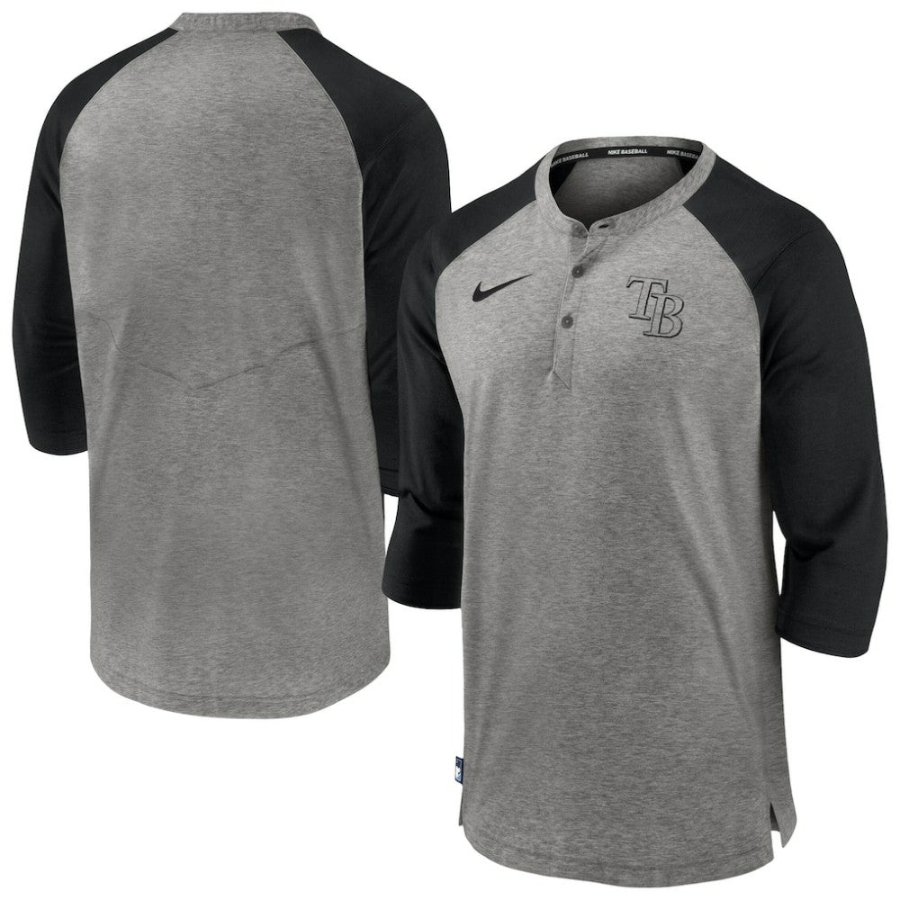 MLB Tampa Bay Rays Nike Authentic Collection Flux Henley Raglan 3/4-Sleeve T-Shirt