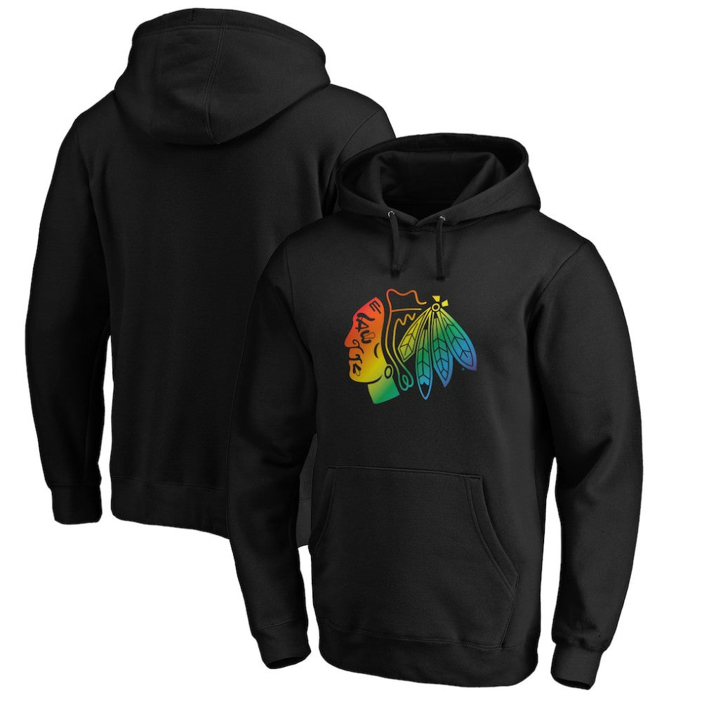 NHL Black Chicago Blackhawks Team Pride Logo Pullover Hoodie