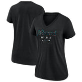 MLB Miami Marlins Nike Women's Authentic Collection Tri-Blend V-Neck T-Shirt