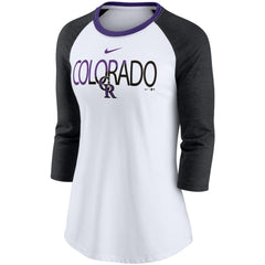 MLB Colorado Rockies Nike Women's Color Split Tri-Blend 3/4-Sleeve Raglan T-Shirt