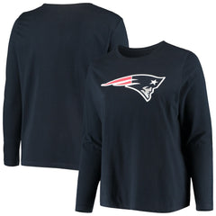 Women's Plus Size Primary Logo Long Sleeve Scoop Neck T-Shirt - New England Patriots