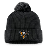 NHL Black Pittsburgh Penguins Fanatics Primary Logo Cuffed Knit Hat with Pom