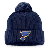 NHL Navy St. Louis Blues Fanatics Primary Logo Cuffed Knit Hat with Pom