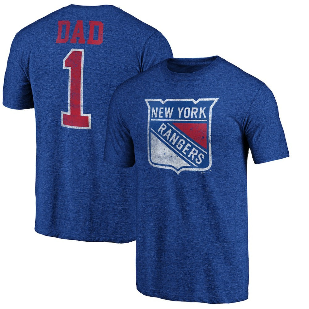 NHL Blue New York Rangers Greatest Dad Tri-Blend T-Shirt