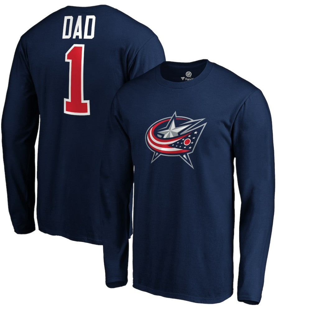 NHL Navy Columbus Blue Jackets #1 Dad Long Sleeve T-Shirt