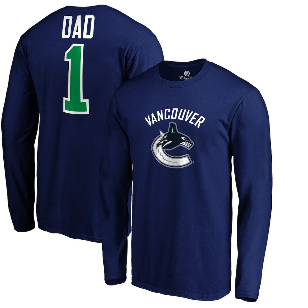 NHL Blue Vancouver Canucks #1 Dad Long Sleeve T-Shirt