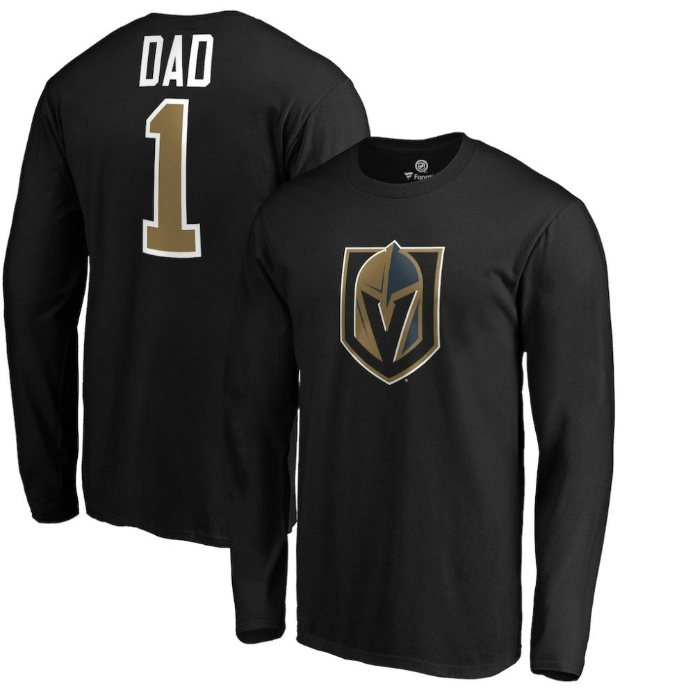 NHL Black Vegas Golden Knights #1 Dad Long Sleeve T-Shirt