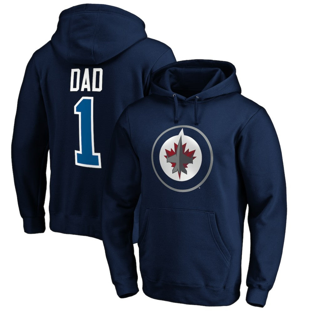 NHL Navy Winnipeg Jets #1 Dad Pullover Hoodie