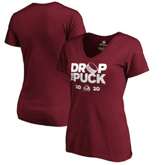 NHL Garnet Colorado Avalanche Women's Drop the Puck V-Neck T-Shirt