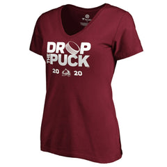 NHL Garnet Colorado Avalanche Women's Drop the Puck V-Neck T-Shirt