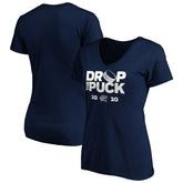 NHL Navy Columbus Blue Jackets Women's Drop the Puck V-Neck T-Shirt