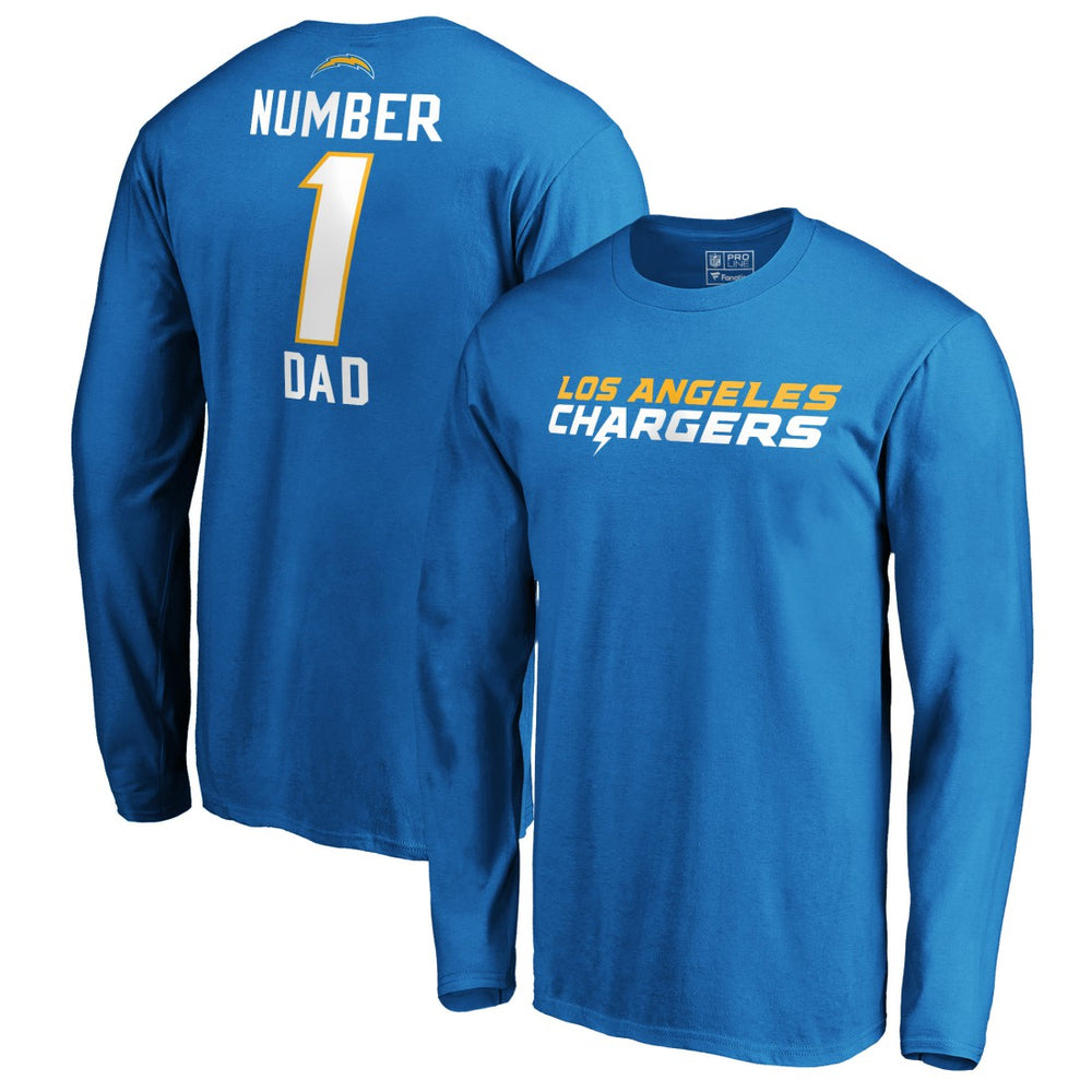 #1 Dad Long Sleeve Team Logo T-Shirt - Los Angeles Chargers
