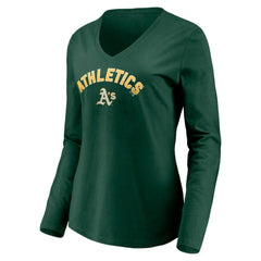 MLB Athletics Women's Personalized Winning Streak Name & Number Long Sleeve V-Neck T-Shirt