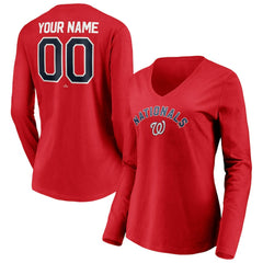 MLB Washington Nationals Women's Personalized Winning Streak Name & Number Long Sleeve V-Neck T-Shirt