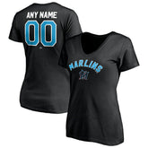 MLB Miami Marlins Women's Personalized Winning Streak Name & Number V-Neck T-Shirt