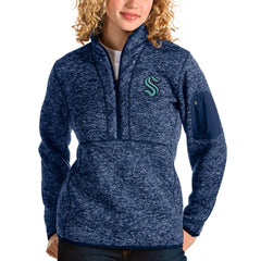 NHL Heather Navy Seattle Kraken Antigua Women's Fortune Half-Zip Sweatshirt