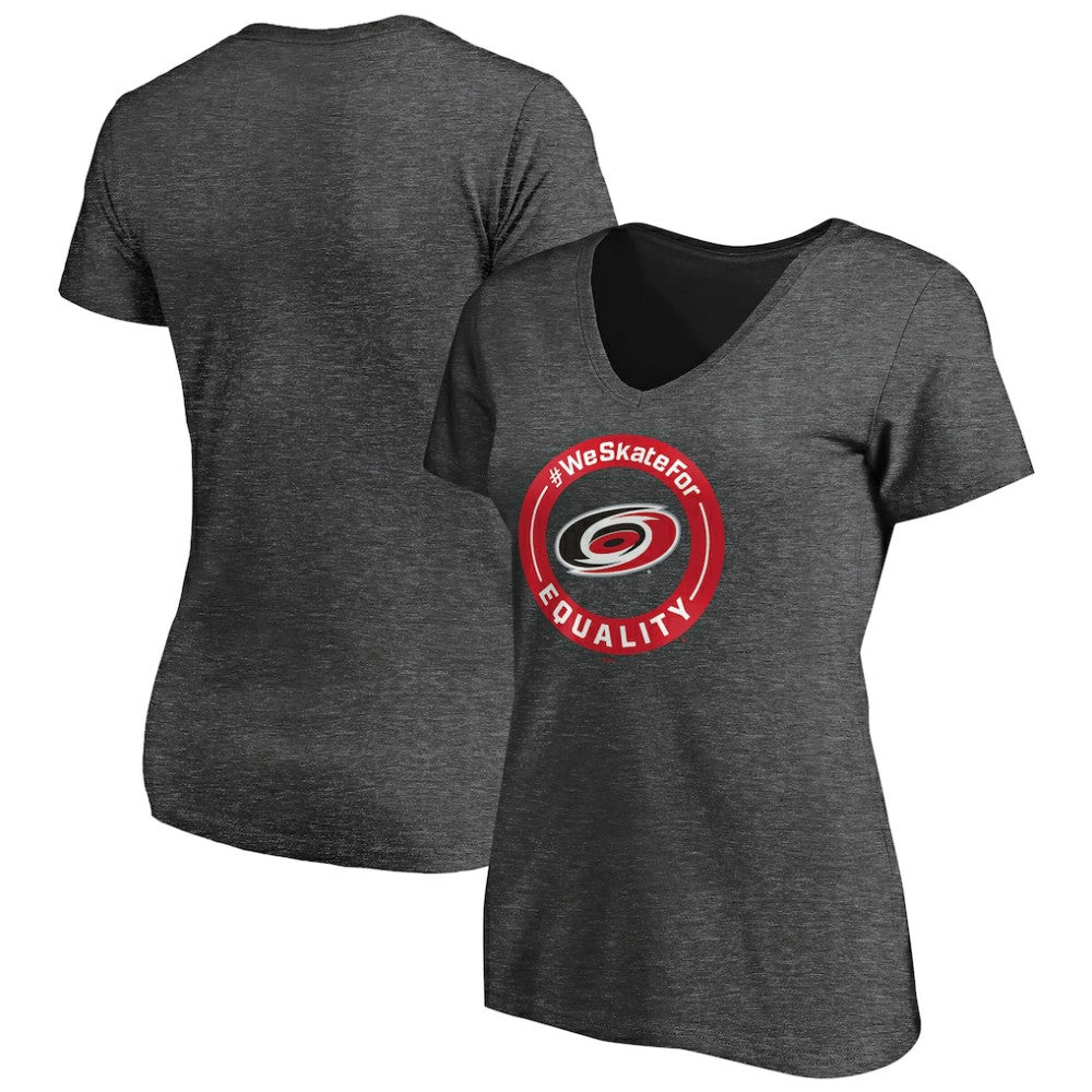 NHL Heather Gray Carolina Hurricanes Women's #WeSkateFor V-Neck T-Shirt