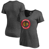 NHL Heather Gray Chicago Blackhawks Women's #WeSkateFor V-Neck T-Shirt