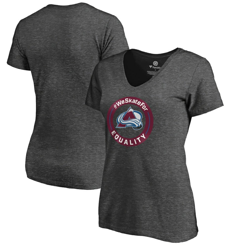 NHL Heather Gray Colorado Avalanche Women's #WeSkateFor V-Neck T-Shirt