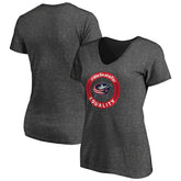 NHL Heather Gray Columbus Blue Jackets Women's #WeSkateFor V-Neck T-Shirt