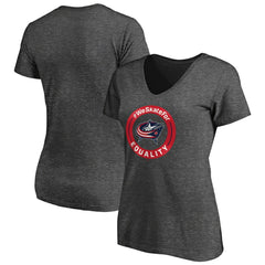 NHL Heather Gray Columbus Blue Jackets Women's #WeSkateFor V-Neck T-Shirt
