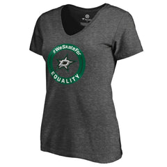 NHL Heather Gray Dallas Stars Women's #WeSkateFor V-Neck T-Shirt