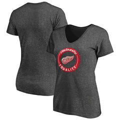NHL Heather Gray Detroit Red Wings Women's #WeSkateFor V-Neck T-Shirt