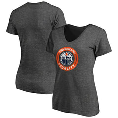 NHL Heather Gray Edmonton Oilers Women's #WeSkateFor V-Neck T-Shirt