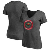 NHL Heather Gray Minnesota Wild Women's #WeSkateFor V-Neck T-Shirt