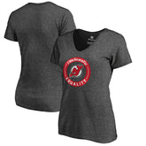 NHL Heather Gray New Jersey Devils Women's #WeSkateFor V-Neck T-Shirt