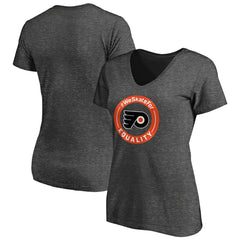 NHL Heather Gray Philadelphia Flyers Women's #WeSkateFor V-Neck T-Shirt