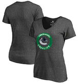 NHL Heather Gray Vancouver Canucks Women's #WeSkateFor V-Neck T-Shirt