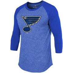 NHL Blue Jordan Binnington St. Louis Blues Fanatics Name & Number Tri-Blend Raglan 3/4-Sleeve T-Shirt