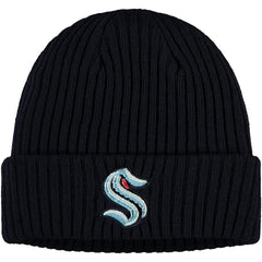 NHL Navy Seattle Kraken Fanatics Core Primary Logo Cuffed Knit Hat