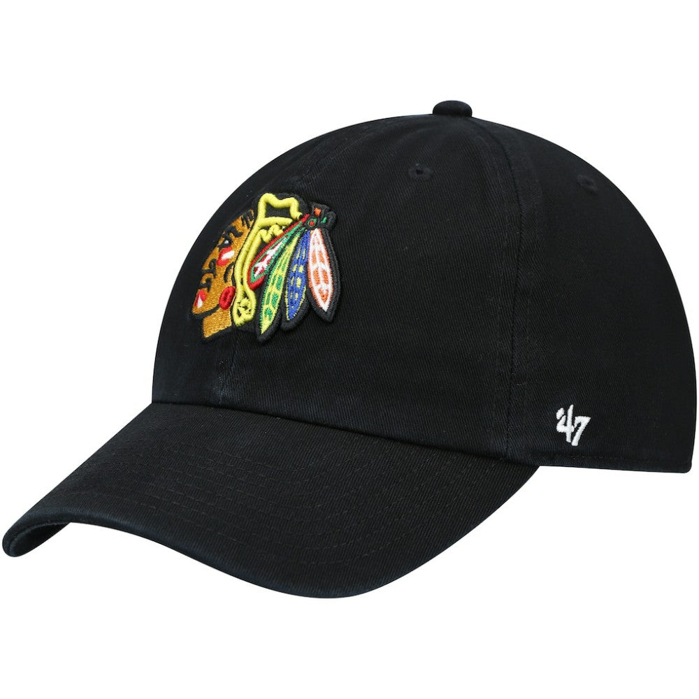 NHL Black Chicago Blackhawks '47 Team Clean Up Adjustable Hat