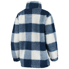 NHL Navy/White Washington Capitals G-III 4Her by Carl Banks Women's Plaid Sherpa Quarter-Zip Jacket