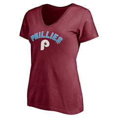 MLB Philadelphia Phillies Women's Cooperstown Winning Streak Alternate Personalized Name & Number V-Neck T-Shirt