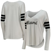 MLB Miami Marlins Tiny Turnip Women's Jalynne Jersey Tri-Blend Long Sleeve V-Neck T-Shirt