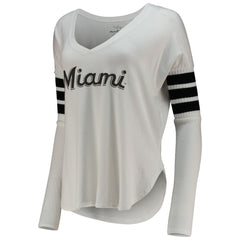 MLB Miami Marlins Tiny Turnip Women's Jalynne Jersey Tri-Blend Long Sleeve V-Neck T-Shirt
