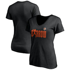 Joe Burrow Women's Checkdown V-Neck T-Shirt - Cincinnati Bengals