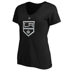 NHL Black Quinton Byfield Los Angeles Kings Fanatics Women's Authentic Stack Name & Number V-Neck T-Shirt