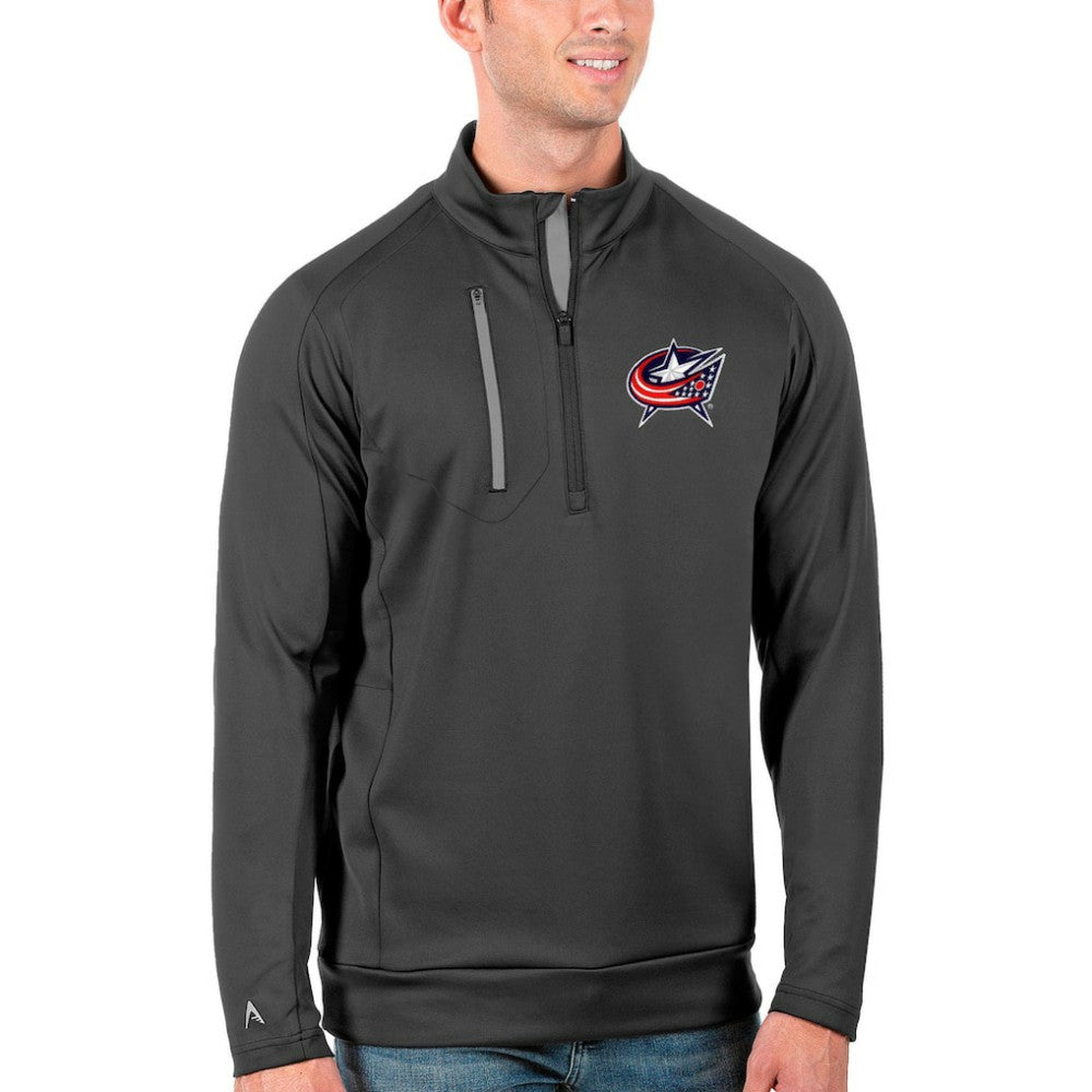NHL Charcoal/Silver Columbus Blue Jackets Antigua Generation Quarter-Zip Pullover Jacket