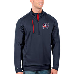 NHL Navy/Red Columbus Blue Jackets Antigua Generation Quarter-Zip Pullover Jacket