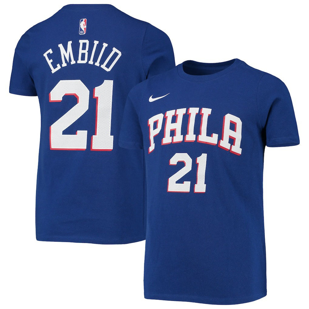 NBA Joel Embiid Philadelphia 76ers Youth Logo Name & Number Performance T-Shirt