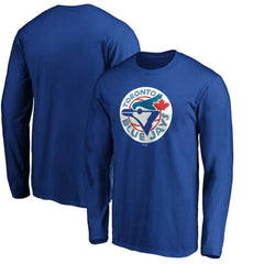 MLB Toronto Blue Jays Cooperstown Collection Huntington Logo Long Sleeve T-Shirt
